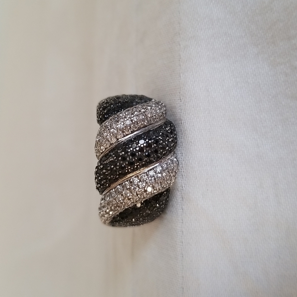 Vintage QG Sterling Silver CZ Marcasite Ring